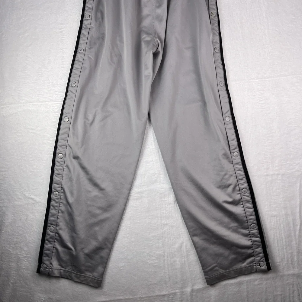 VTG Y2K Adidas Snap On Men's Grey Striped Activewear Pants Size Large